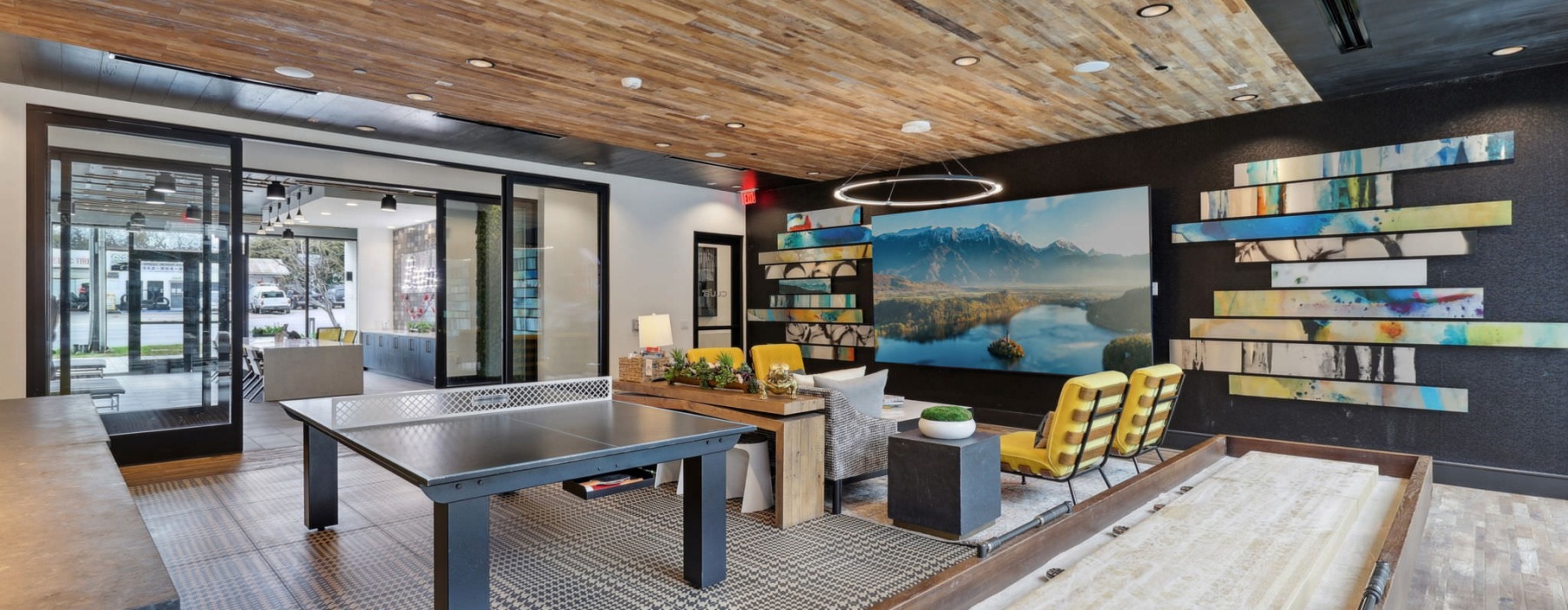 community game room with ping pong table